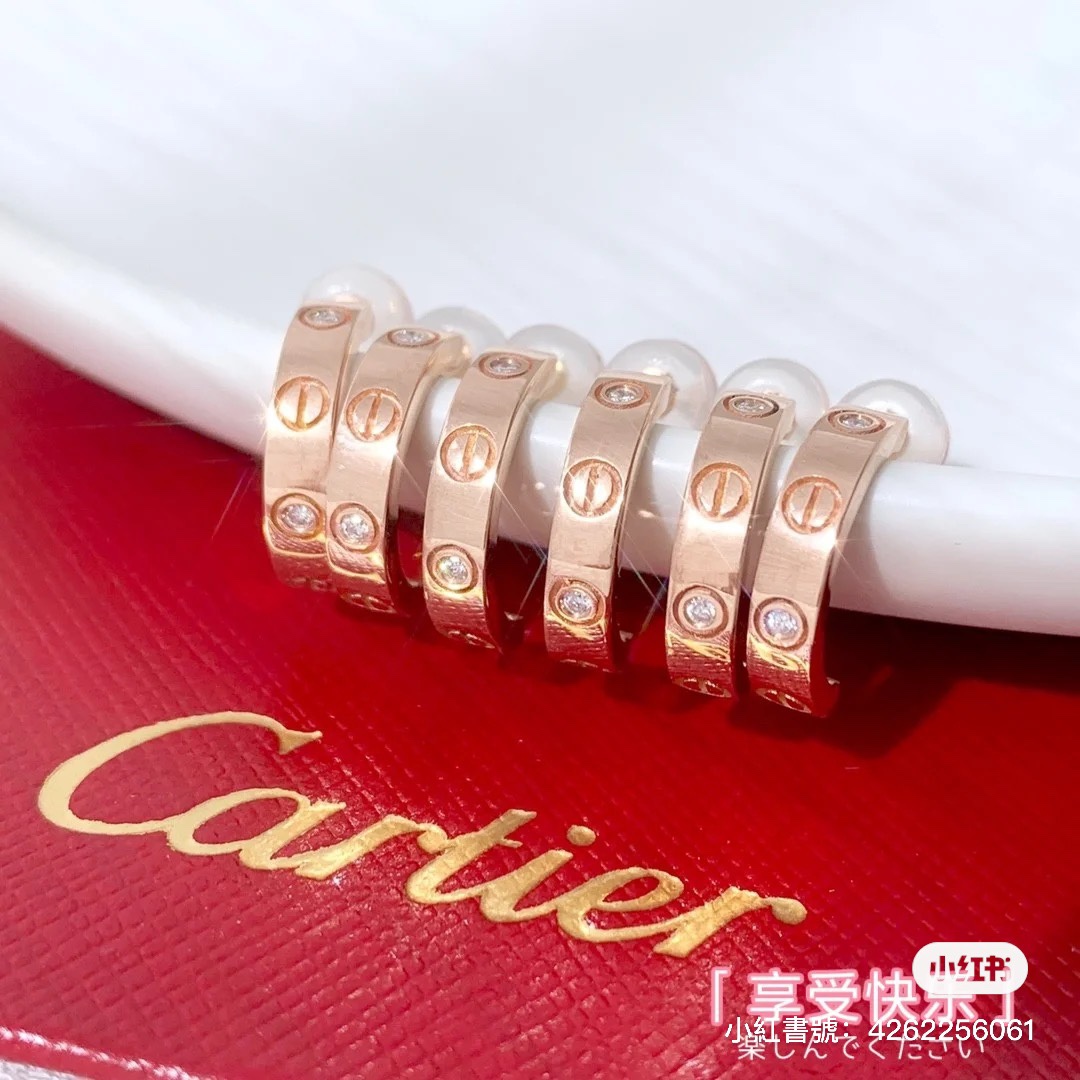 replica Cartier Diamond Paved LOVE Half Hoop Earrings - H Lin Jewelry