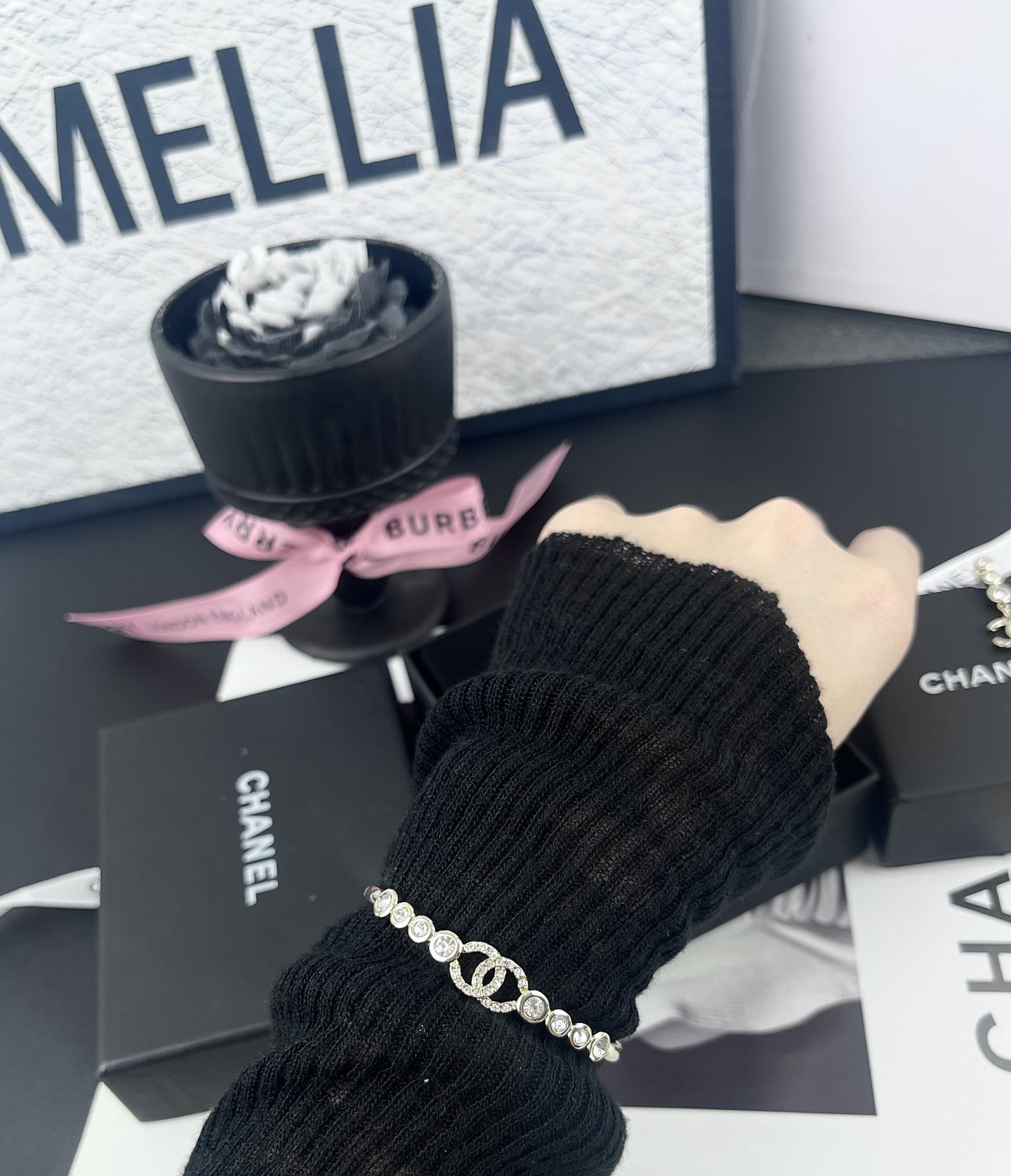 replica Chanel Rhinestone Open Cuff Bangle Bracelet - H Lin Jewelry