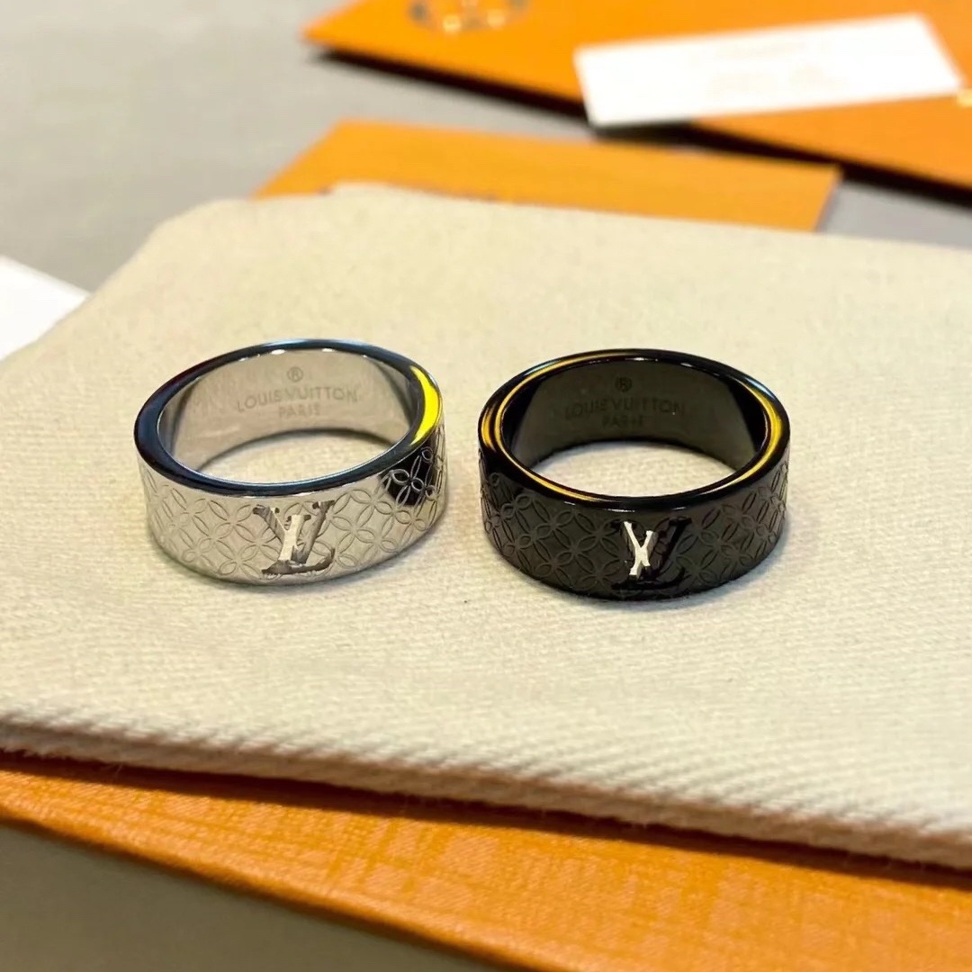 replica Louis Vuitton Patent Wide Men's Ring - H Lin Jewelry