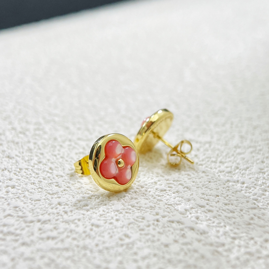 replica Louis Vuitton Pink Mother of Pearl Stud Earrings - H Lin Jewelry