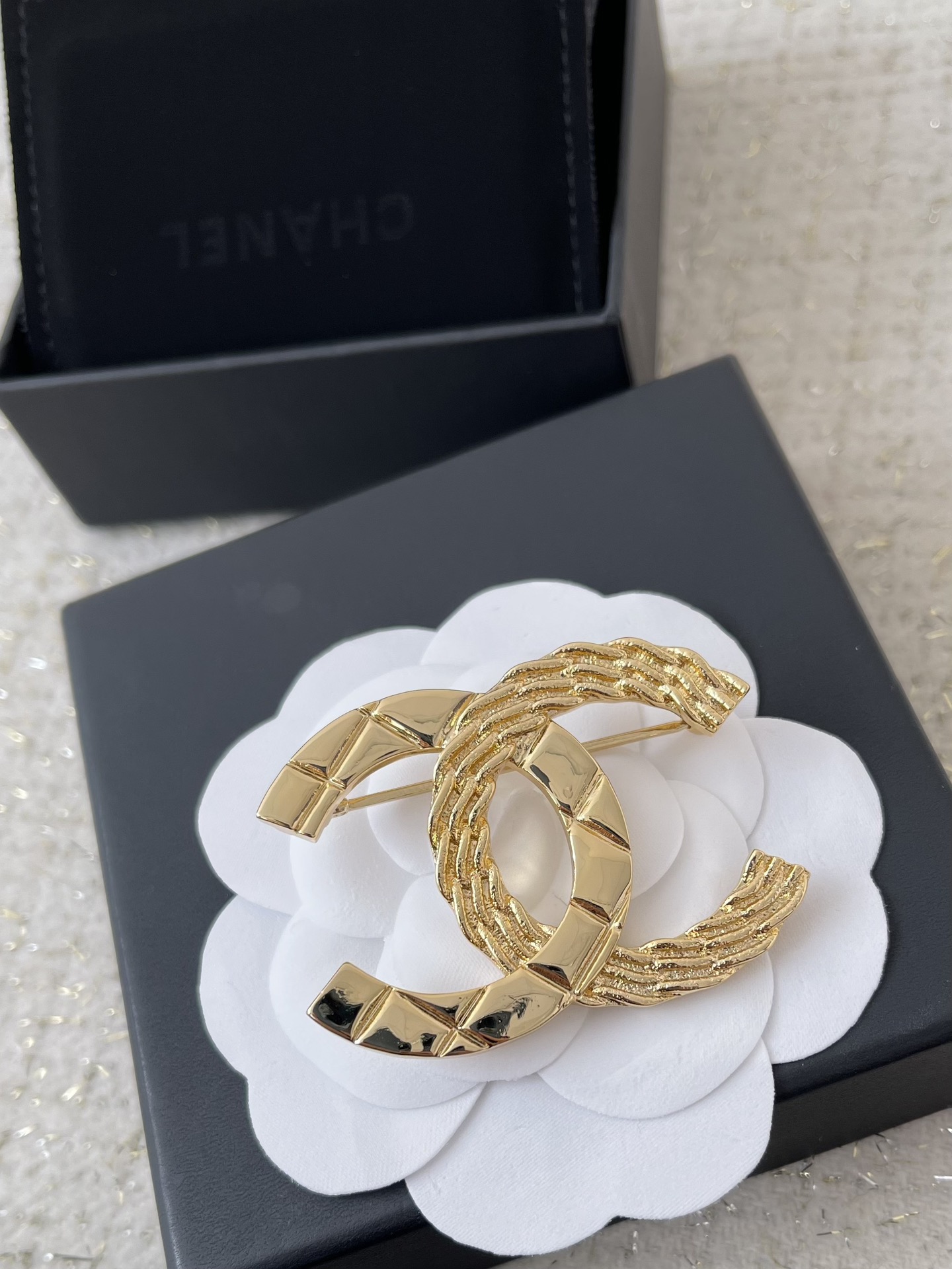 replica Chanel Light Gold CC Brooch - H Lin Jewelry