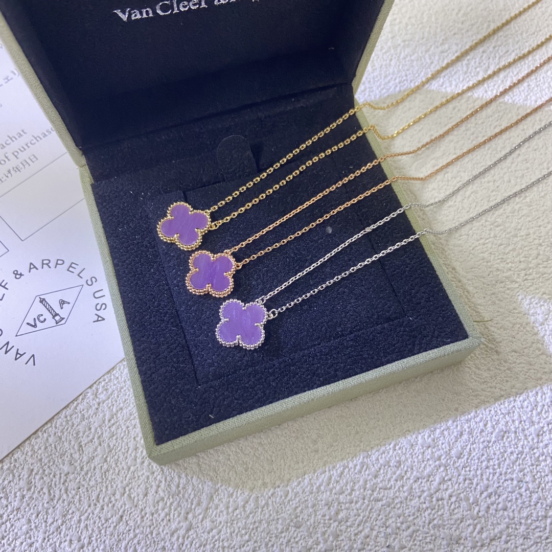 replica Van Cleef & ArpelsPurple Vintage Alhambra Pendant Necklace - H Lin Jewelry