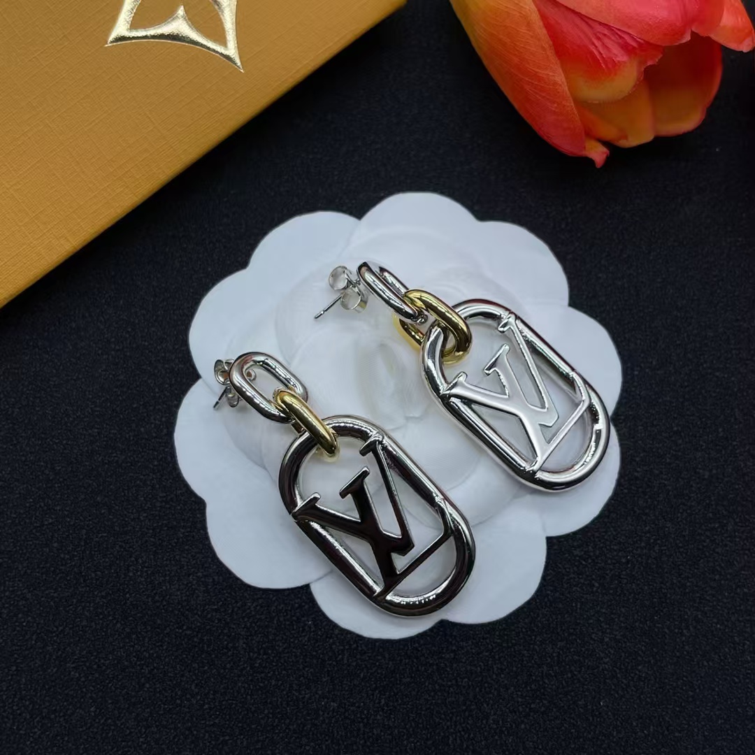replica Louis Vuitton Hollow LV Letter Long Earrings - H Lin Jewelry