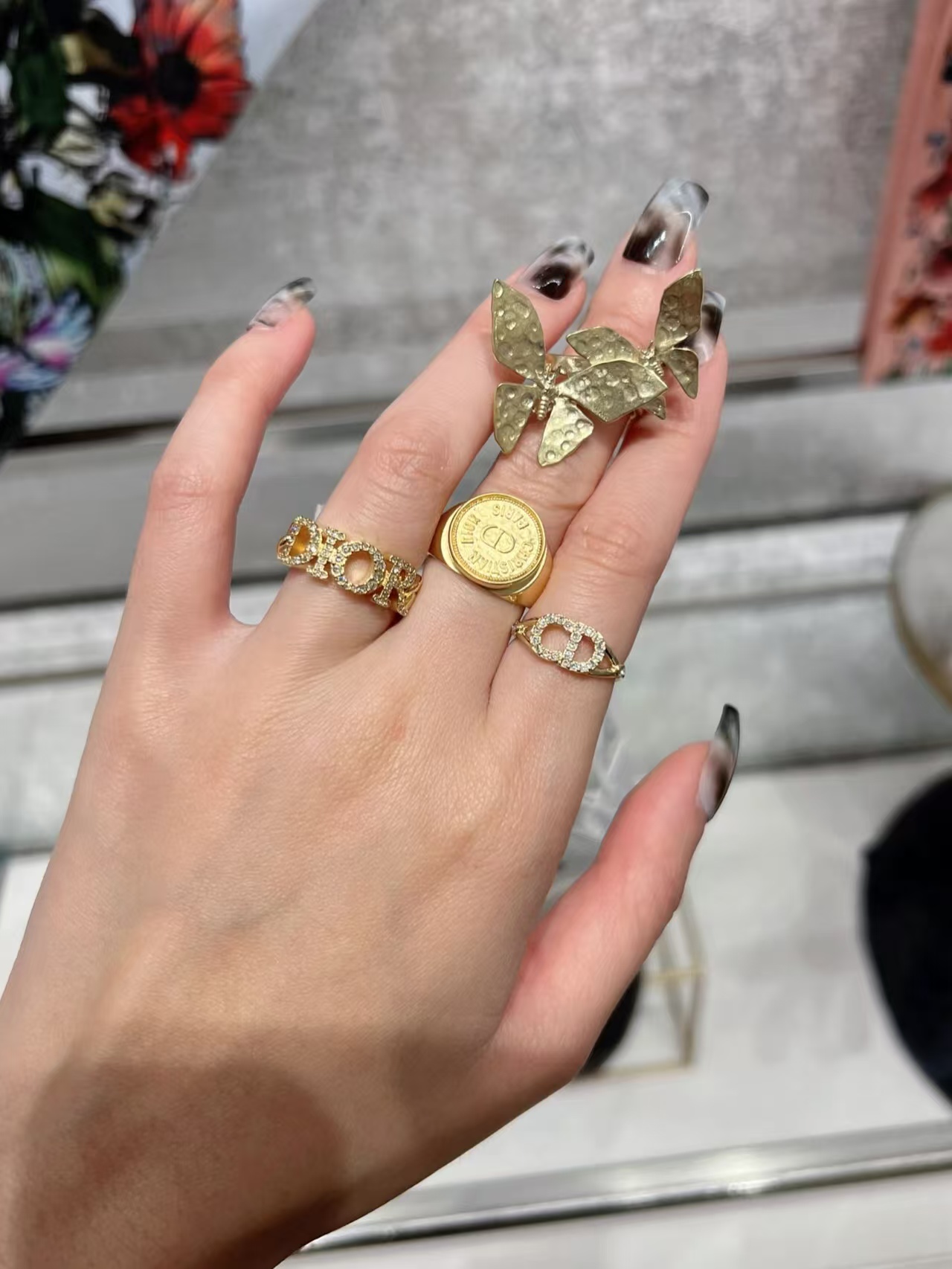 replica Dior CD Paved Diamond Ring - H Lin Jewelry