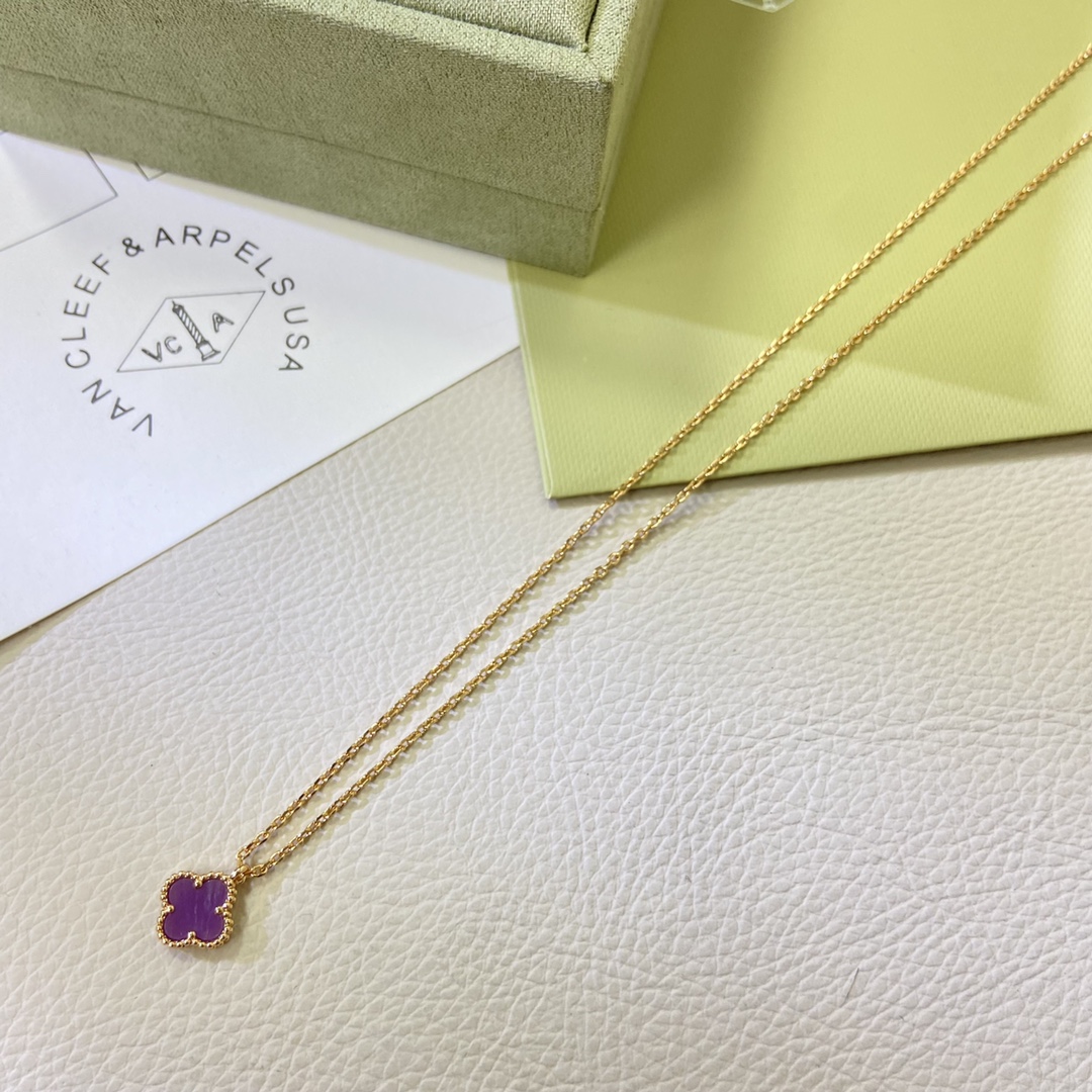 replica Van Cleef & Arpels Mini Purple Sweet Alhambra Necklace - H Lin Jewelry