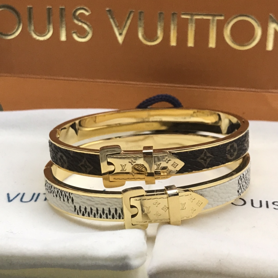 replica Louis Vuitton Leather Couple Bangle Bracelet - H Lin Jewelry