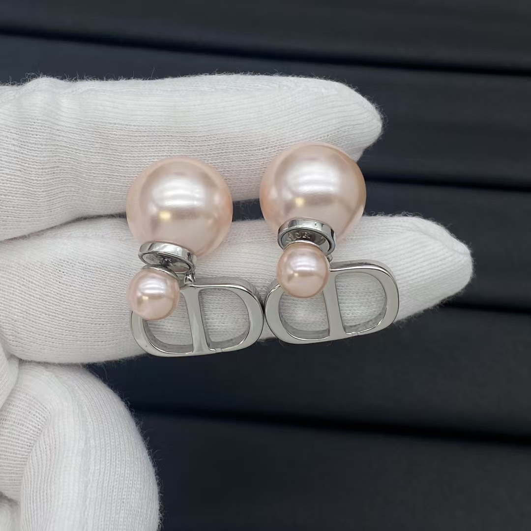 replica Dior CD Pink Pearl Earrings - H Lin Jewelry