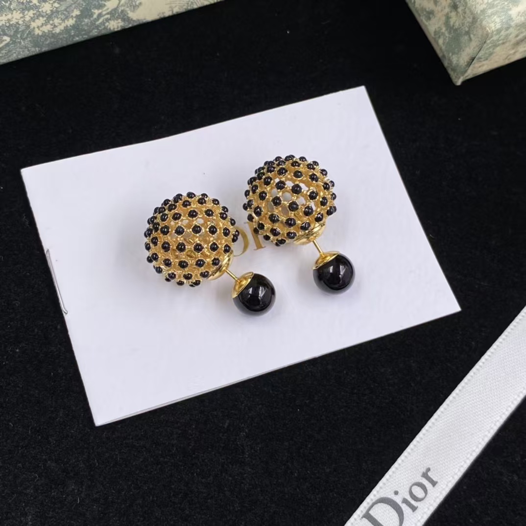 replica Dior Black Stud Earrings - H Lin Jewelry