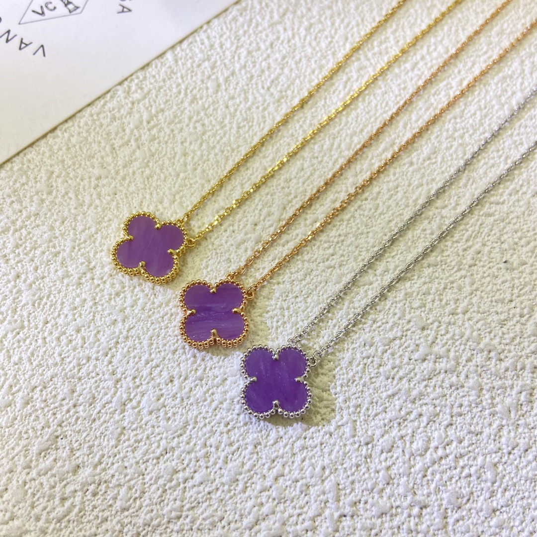replica Van Cleef & ArpelsPurple Vintage Alhambra Pendant Necklace - H Lin Jewelry