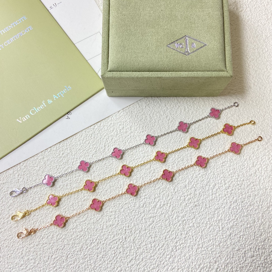 replica Van Cleef & Arpels Pink Mini 6 Motifs Sweet Alhambra Bracelet - H Lin Jewelry