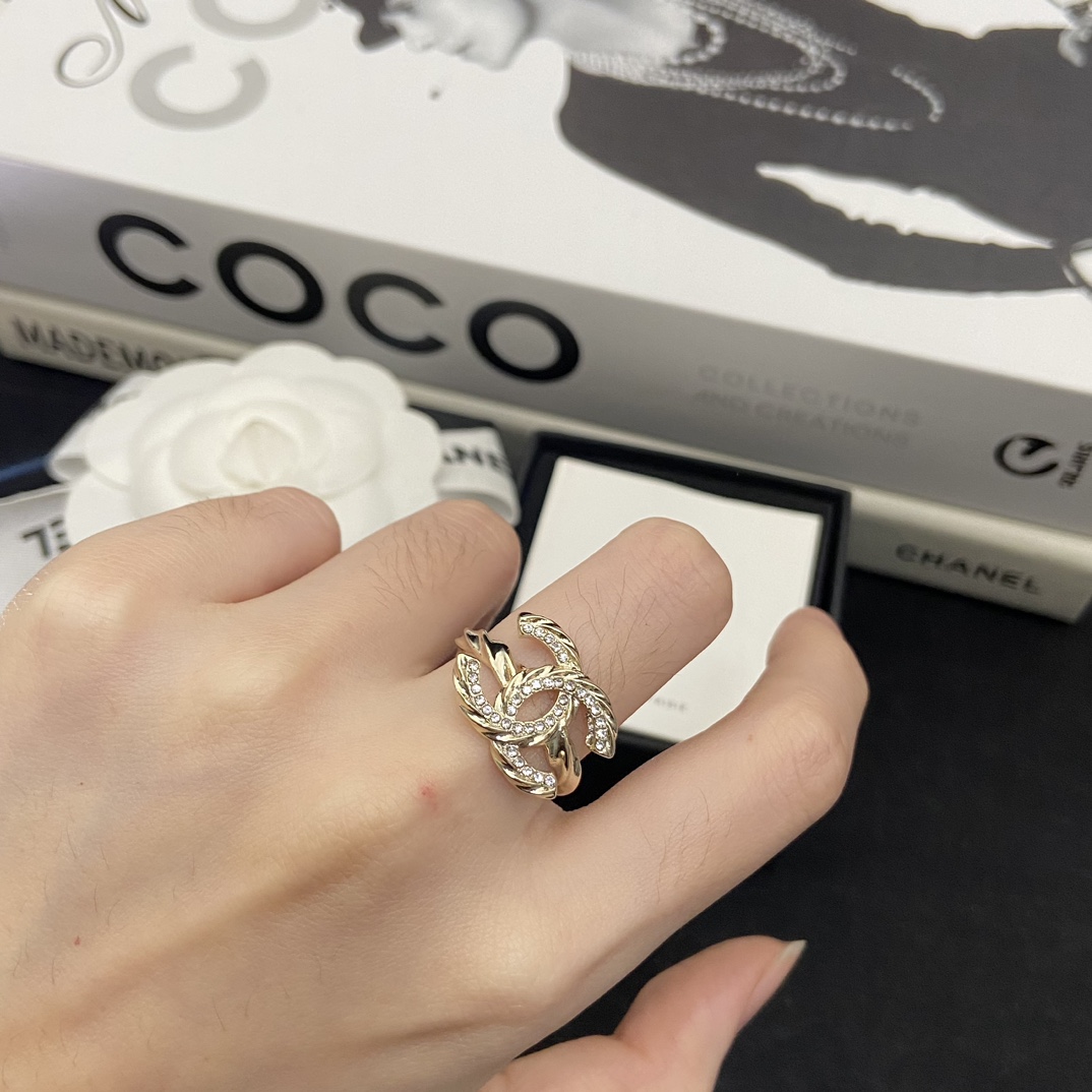 replica Chanel Dainty Diamond Paved Coco Ring - H Lin Jewelry