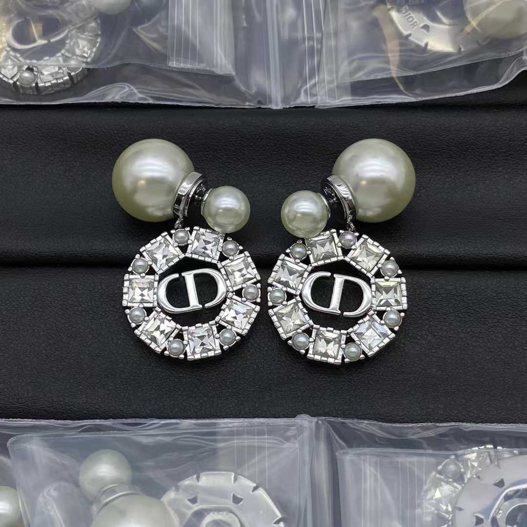 replica Dior Pearl Earrings Big Round CD Dangle - H Lin Jewelry