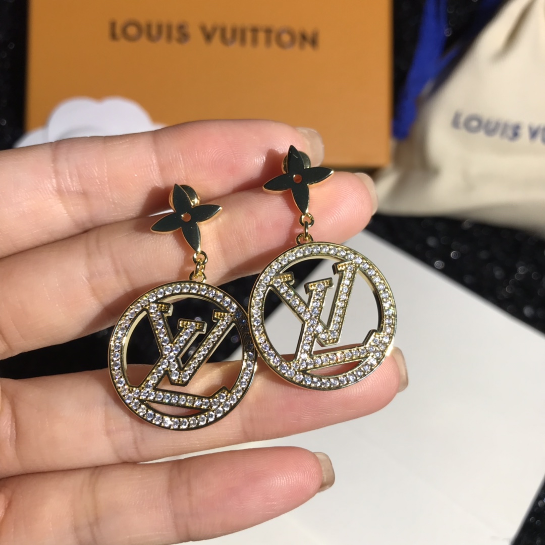 replica Louis Vuitton Letter Round Dangle Earrings - H Lin Jewelry