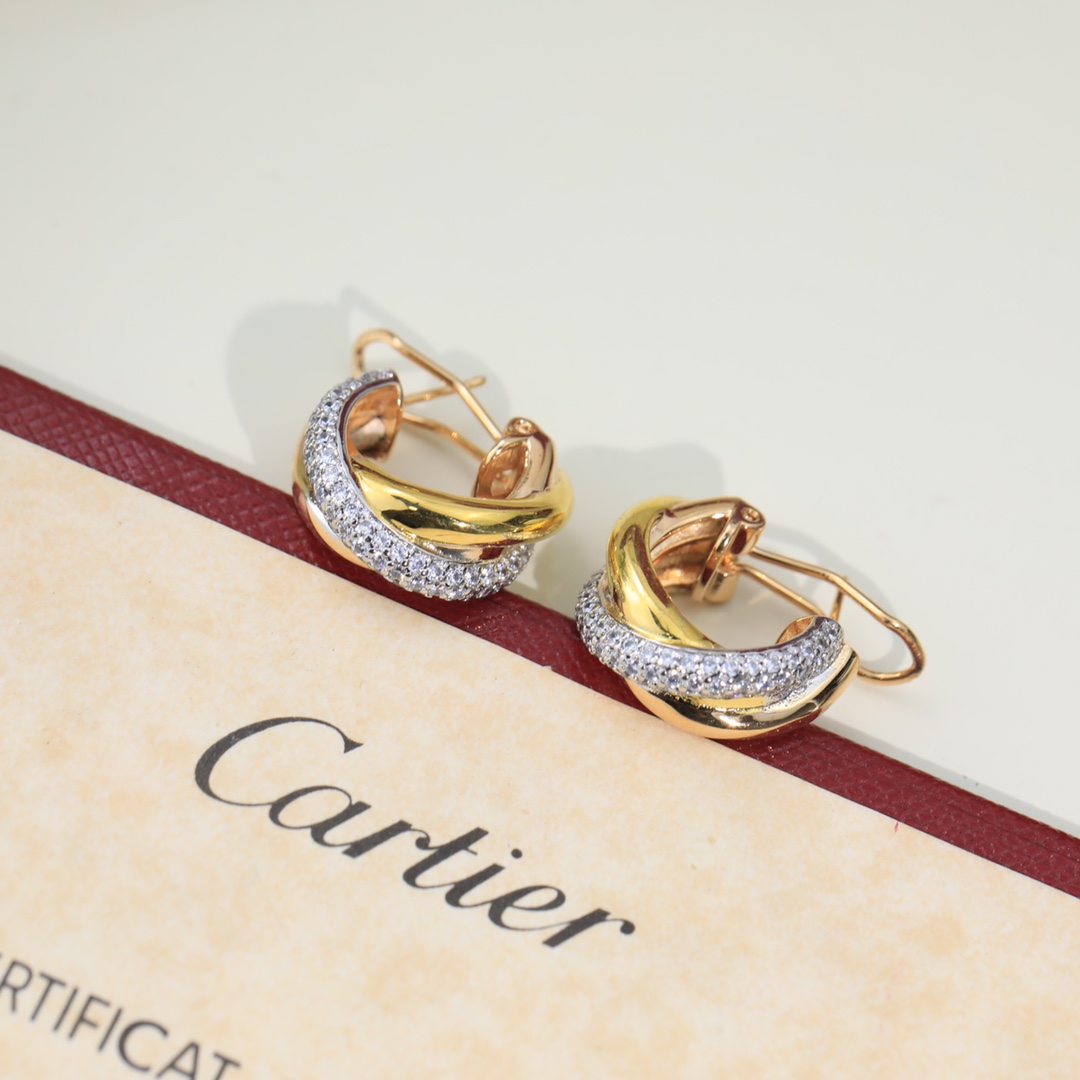 replica Cartier Mixed 3 Metal Color Trinity Earrings - H Lin Jewelry