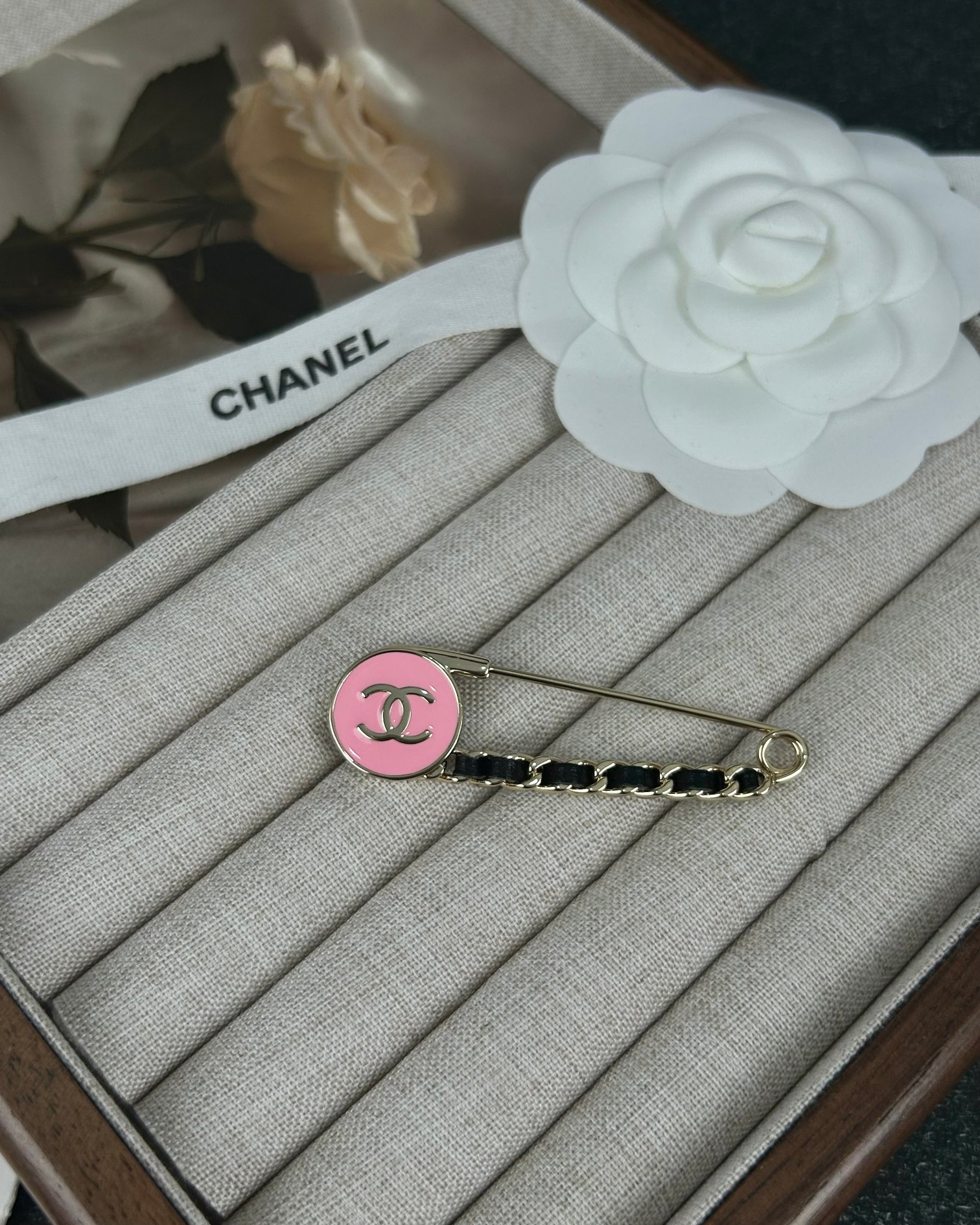 replica Chanel Pink Enamel Pin Brooch - H Lin Jewelry