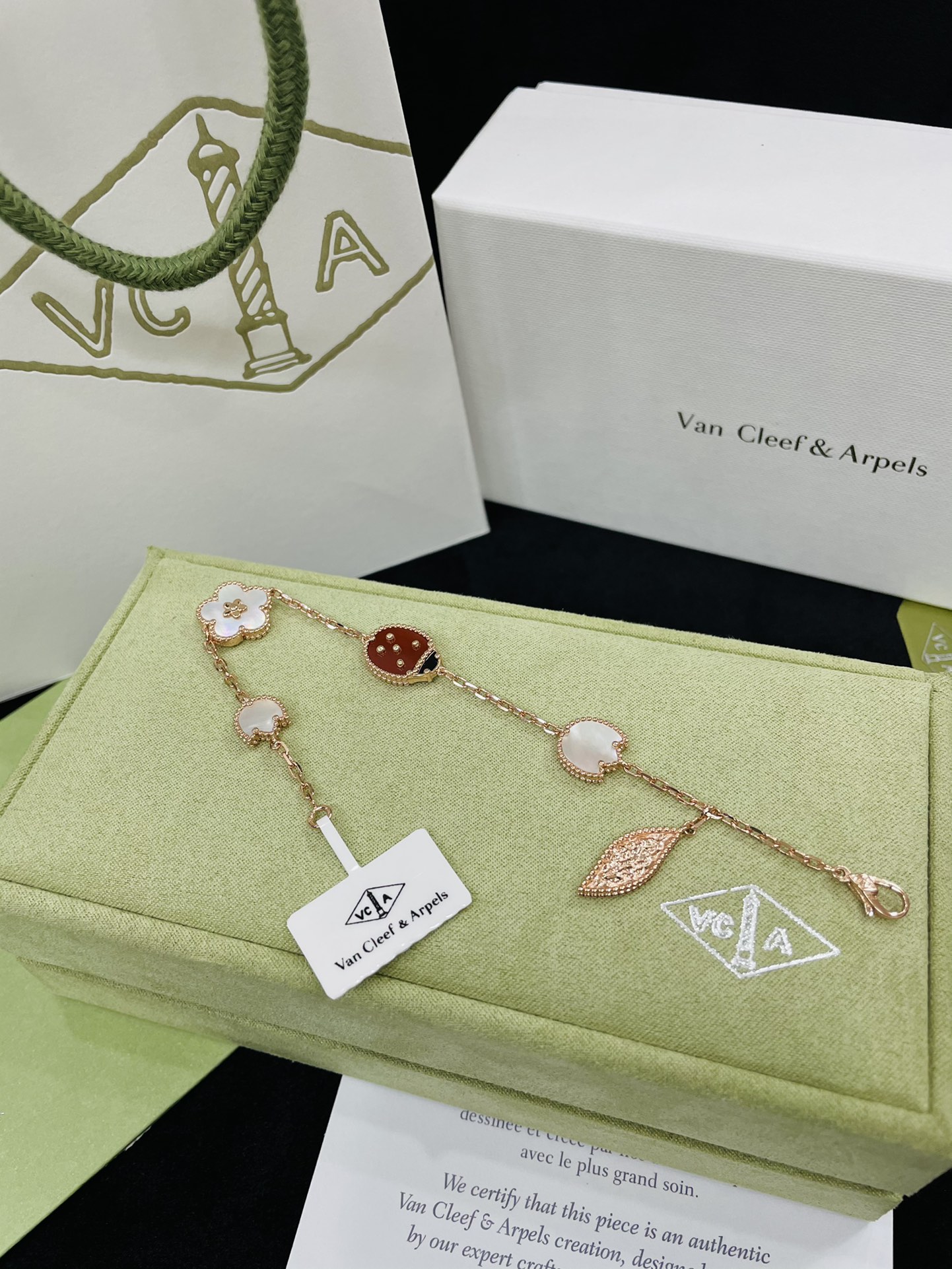 replica Van Cleef & Arpels Fauna Ladybug Lucky Spring Bracelet, 5 Motifs - H Lin Jewelry