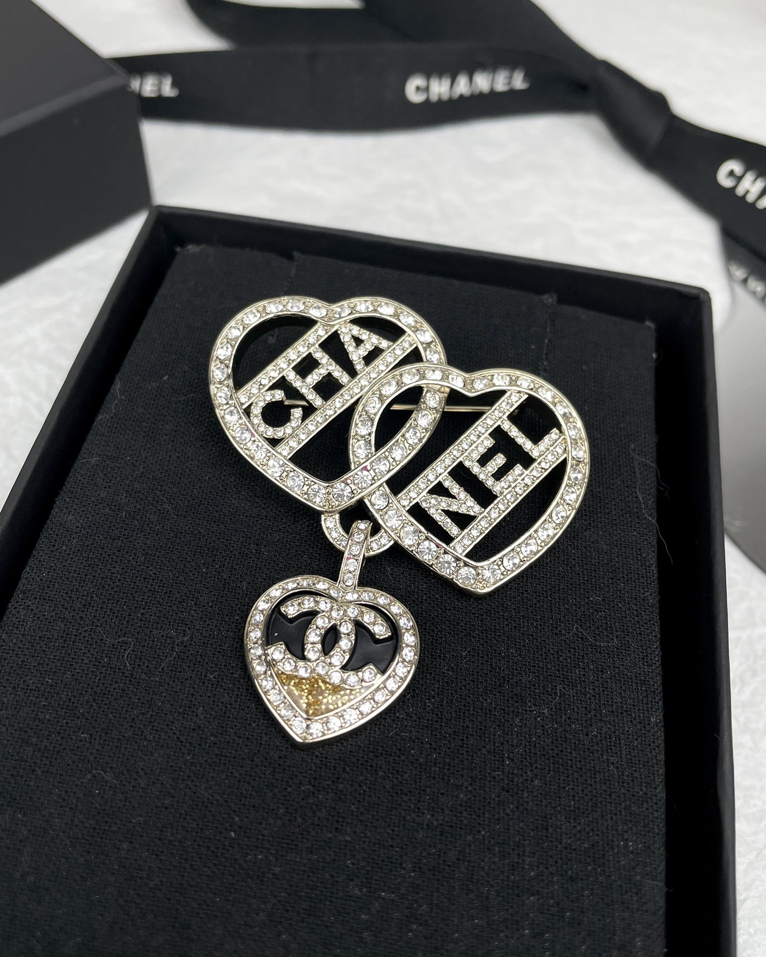 replica Chanel Three Hearts Monogram Brooch - H Lin Jewelry