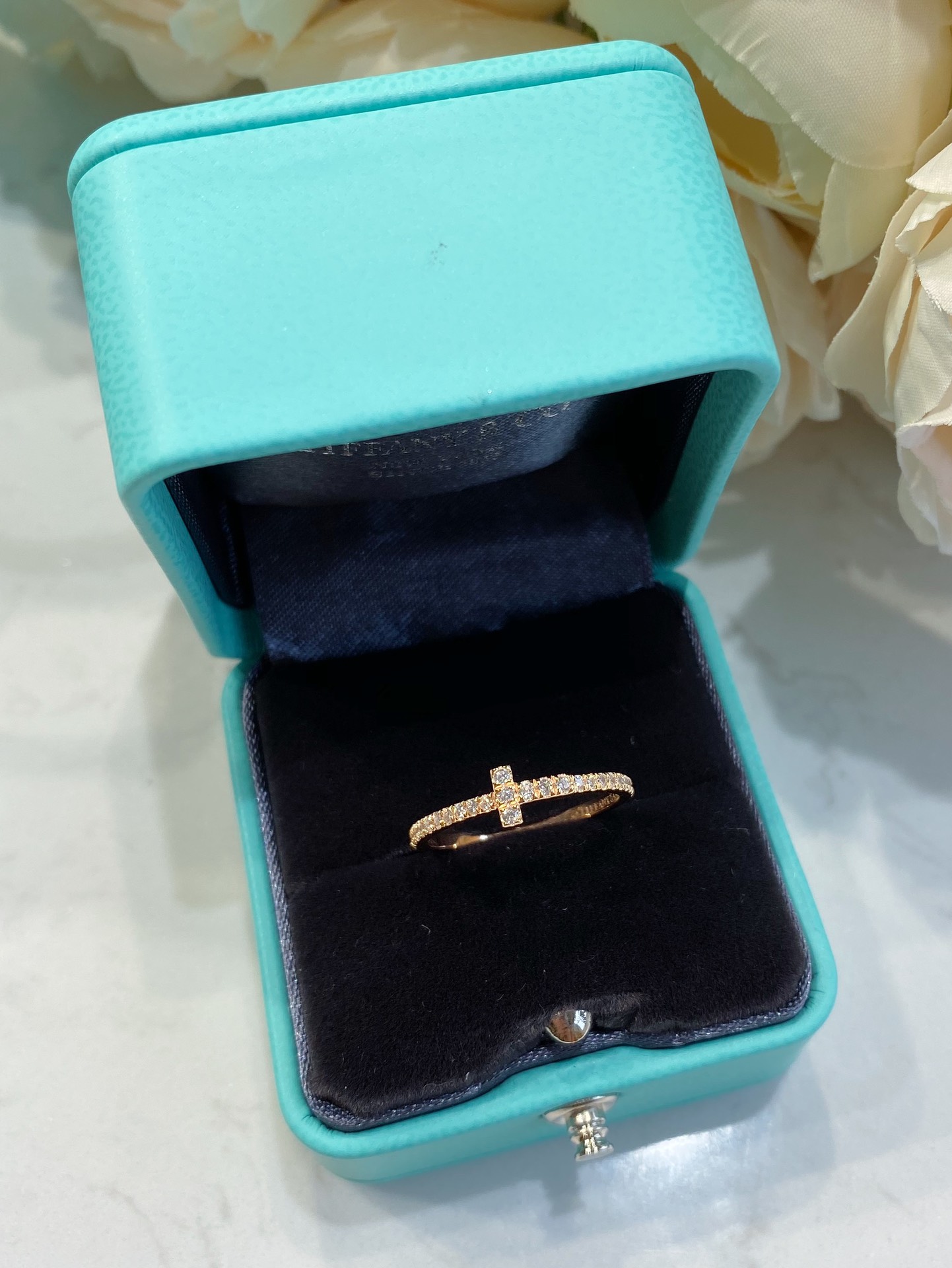 replica Tiffany Full Diamond Paved T Ring - H Lin Jewelry