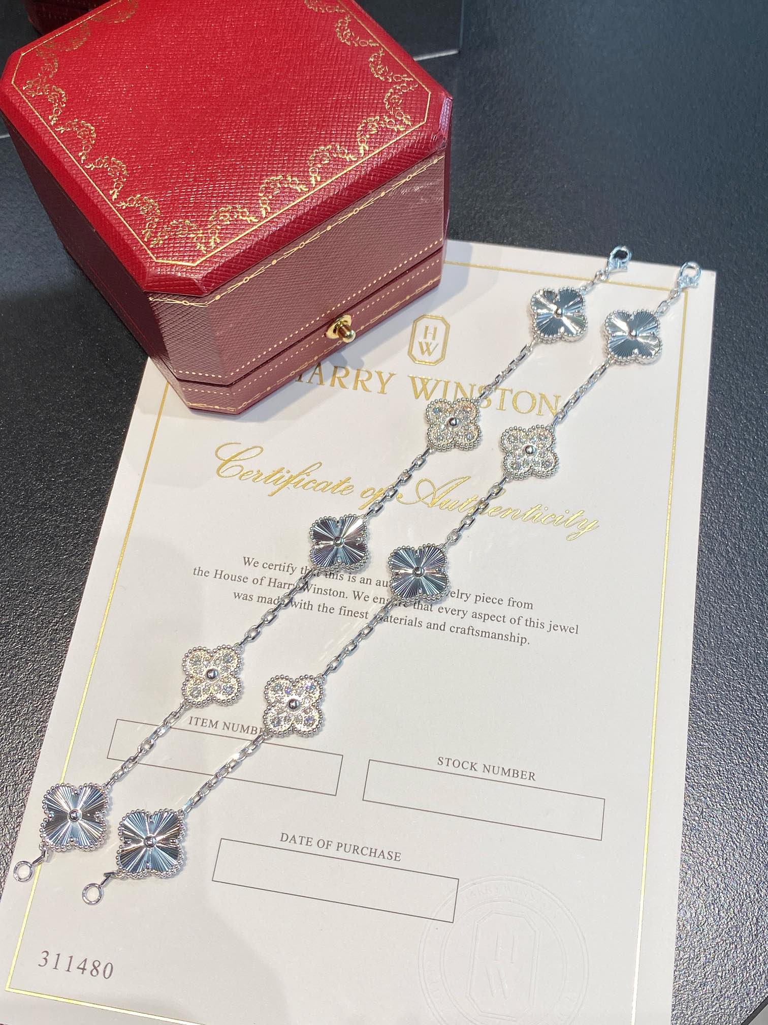 replica Van Cleef & Arpels Silver Diamond Vintage Alhambra Bracelet, 5 Motifs - H Lin Jewelry