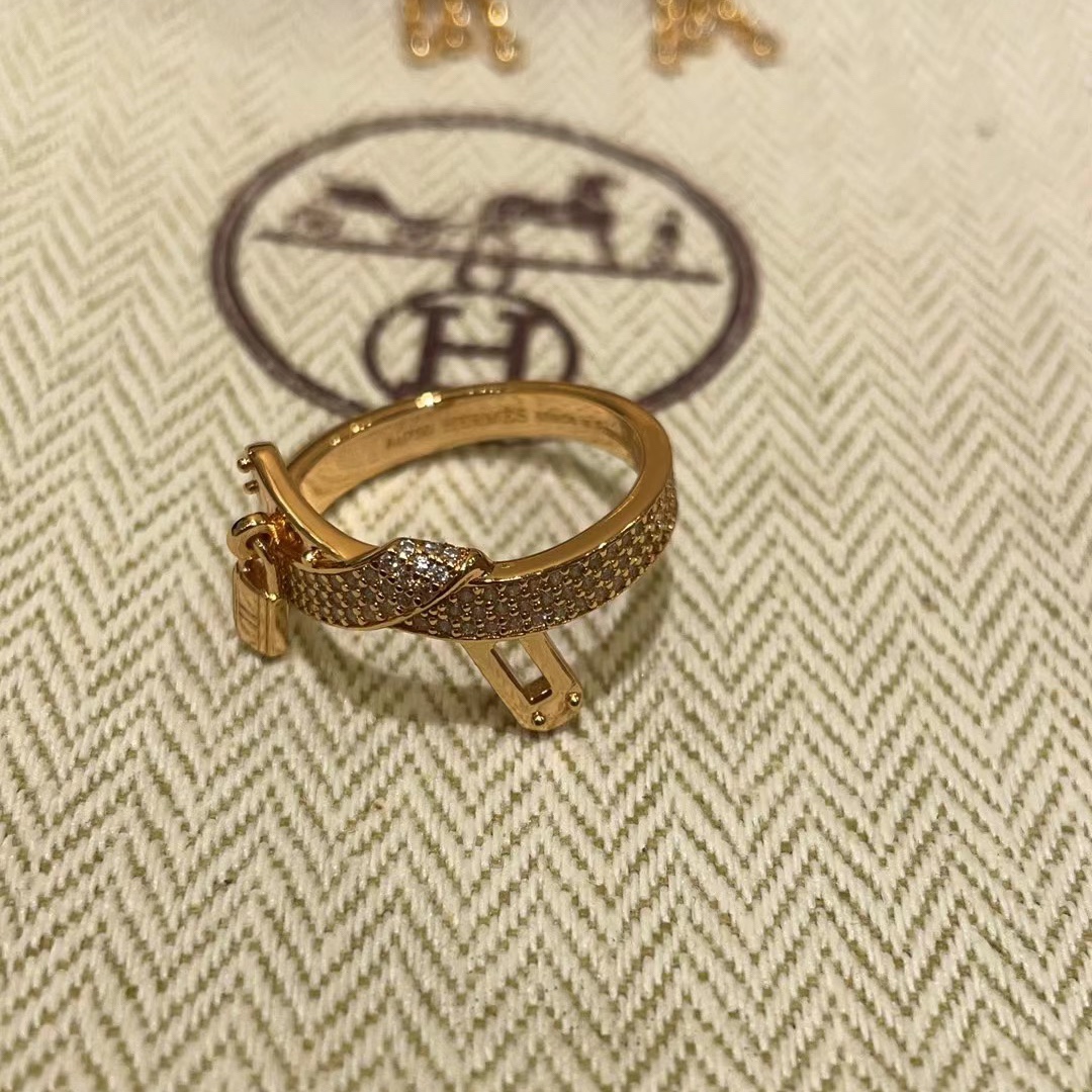 replica Hermes Half Paved Lock Ring - H Lin Jewelry