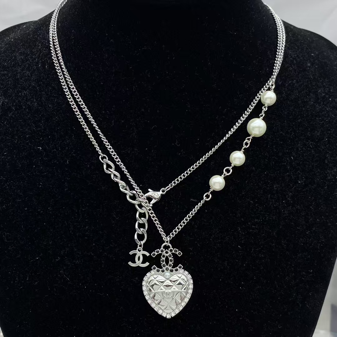 replica Chanel Multi Wear Ways Heart Pendant Long Chain Necklace - H Lin Jewelry