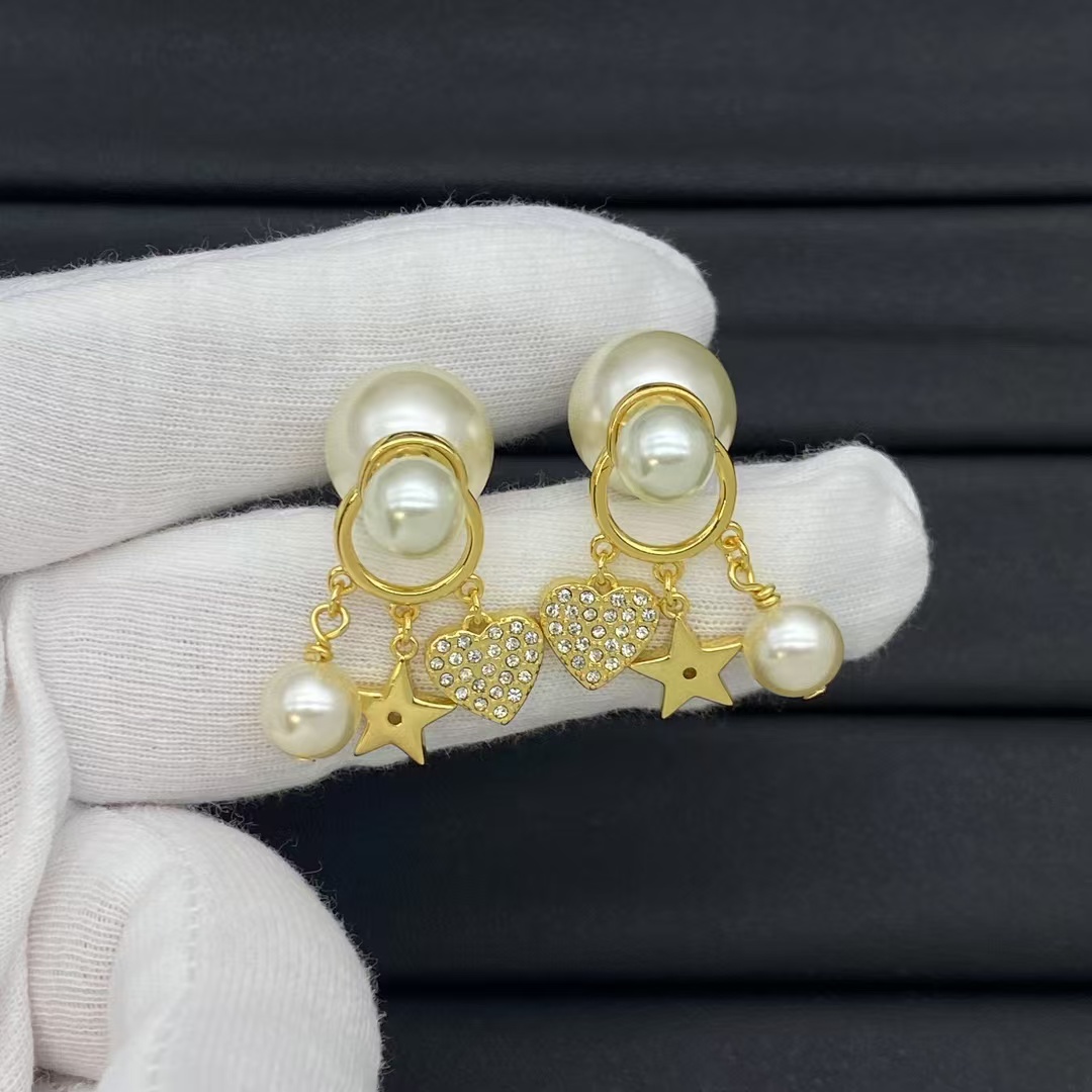 replica Dior Heart Star Pearl Earrings - H Lin Jewelry