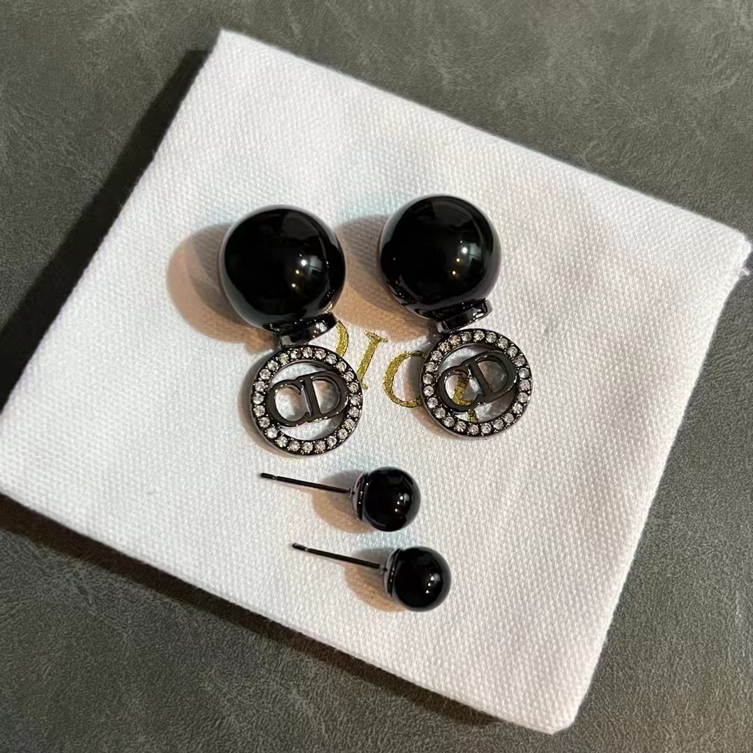 replica Dior Black Pearl CD Earrings - H Lin Jewelry