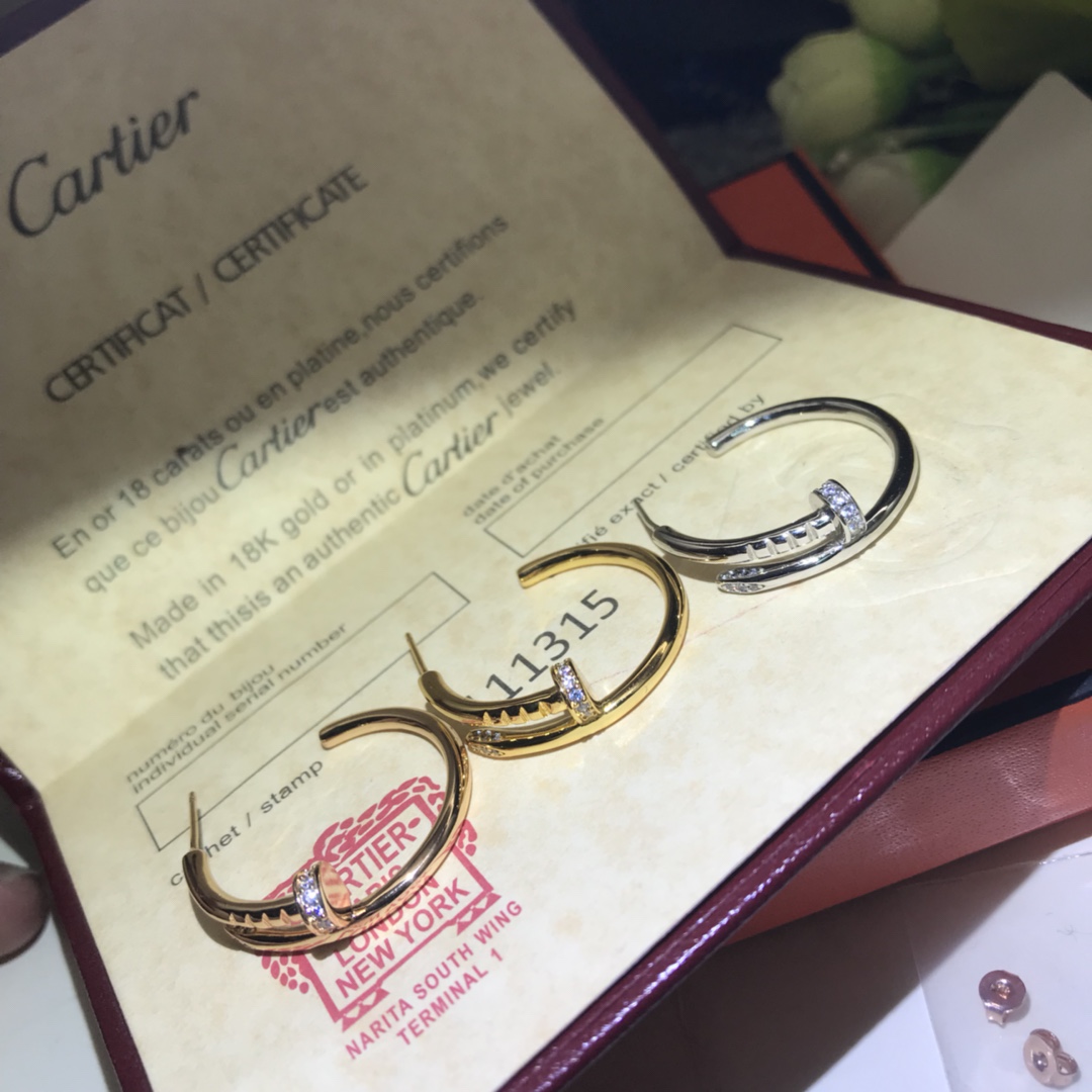 replica Cartier Head & Tail Pave Diamond Small Juste un Clou Hoop Earrings - H Lin Jewelry