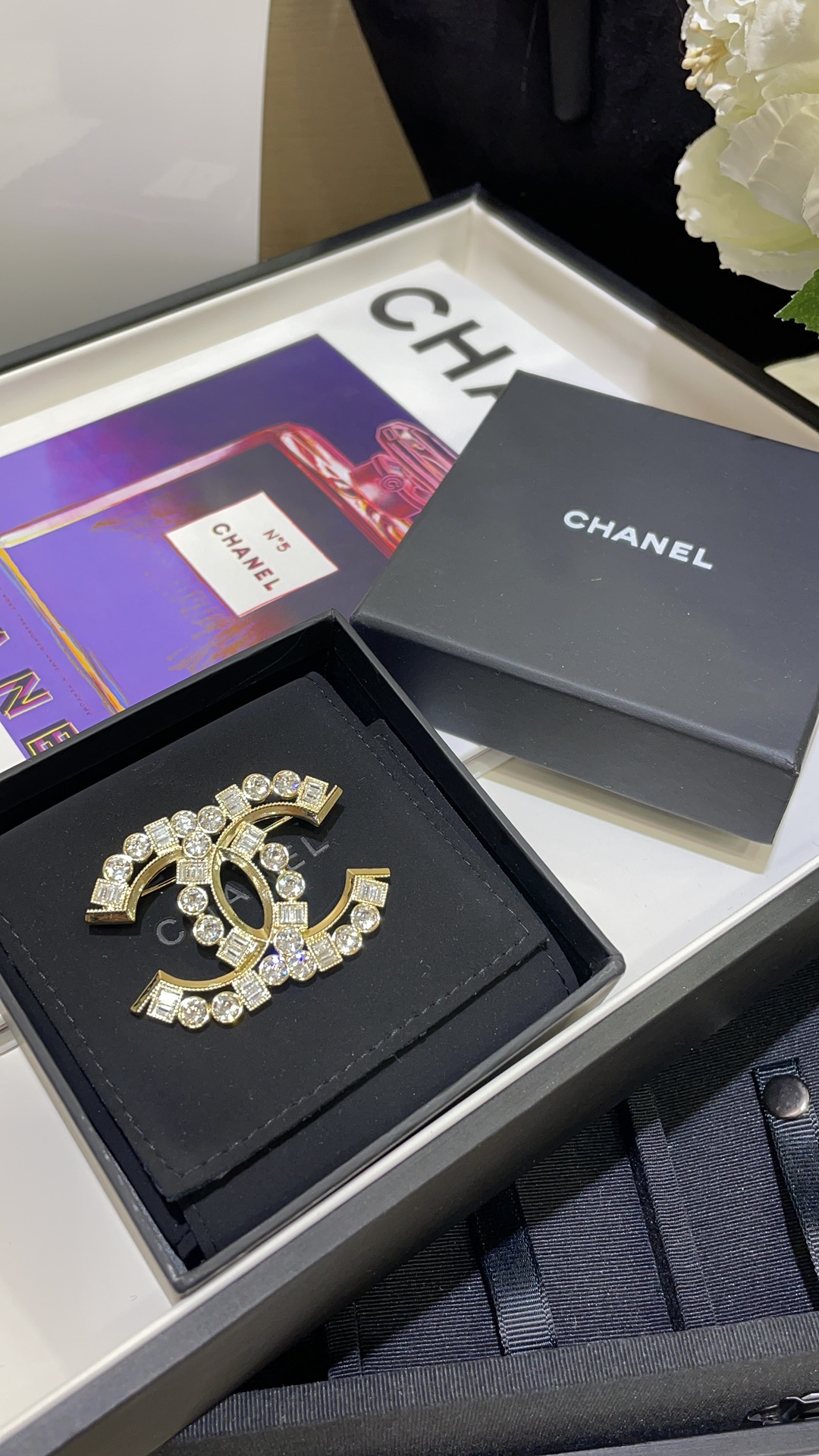 replica Chanel Sparkling Diamond CC Brooch - H Lin Jewelry