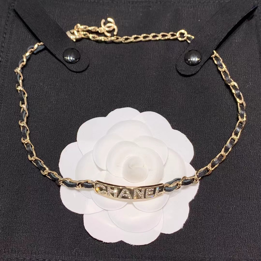 replica Chanel Leather Cuban Chain Choker Necklace - H Lin Jewelry