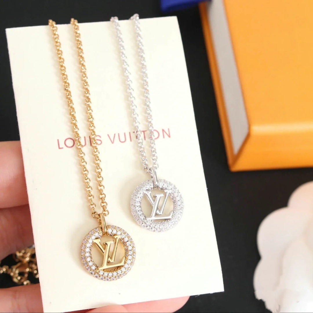 replica Louis Vuitton Diamond Wrap Round Hollow LV Necklace - H Lin Jewelry
