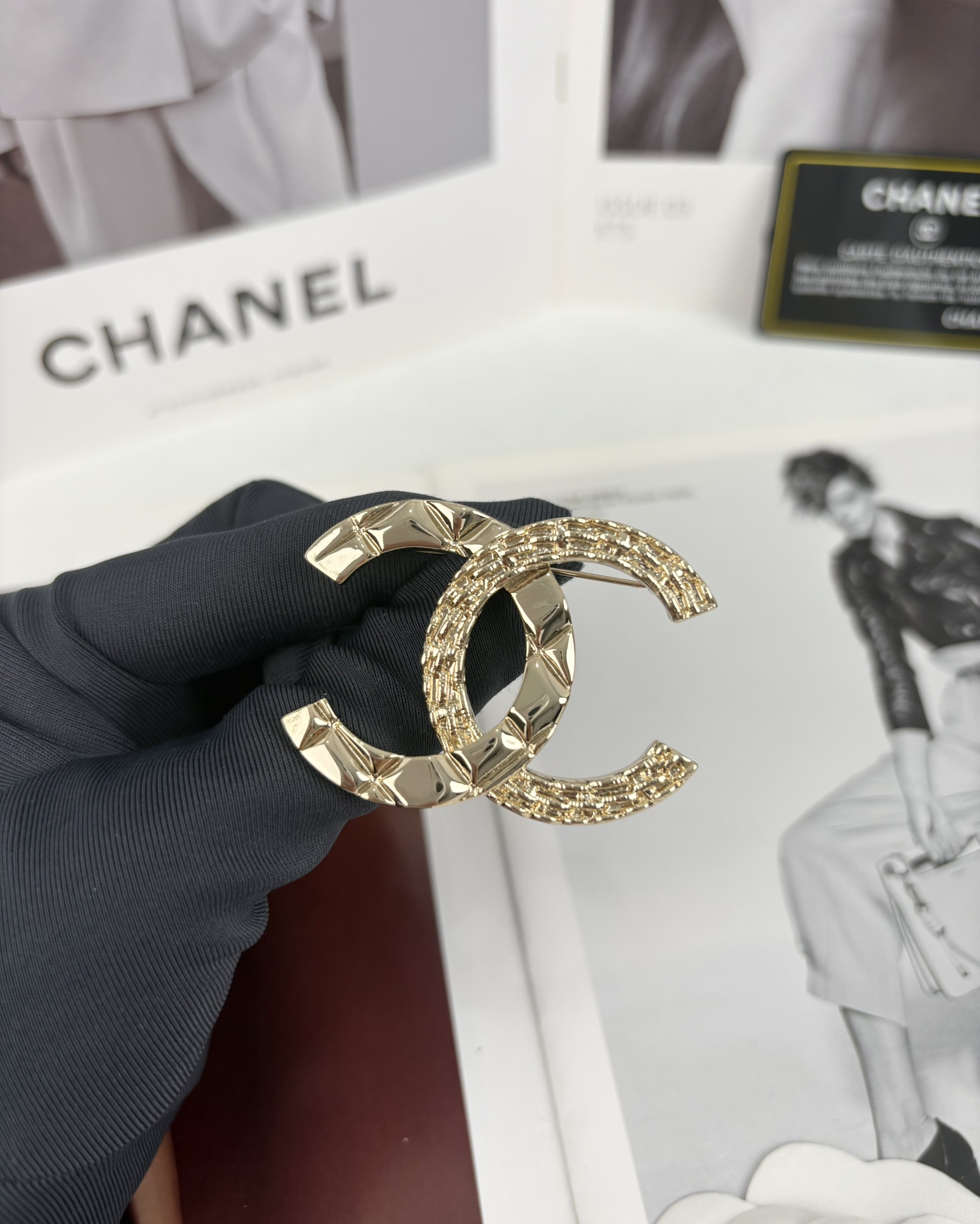 replica Chanel Light Gold Classic CC Brooch - H Lin Jewelry
