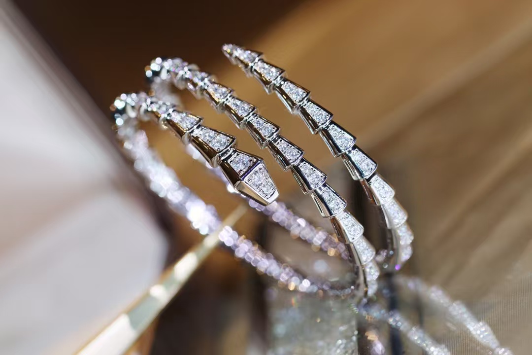 replica Bvlgari Serpenti Viper Bangle Bracelet - Full Diamond - H Lin Jewelry