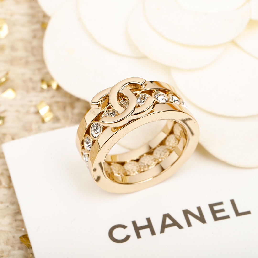 replica Chanel Full Diamond Wide Coco Ring - H Lin Jewelry