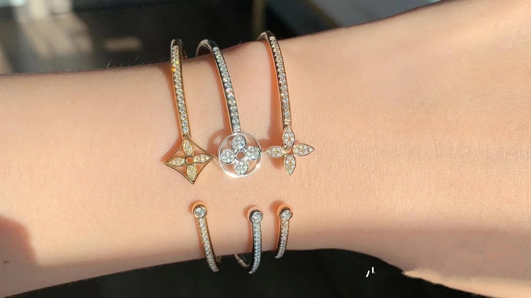 replica Louis Vuitton Dainty Diamond Open Cuff Bangle Bracelet - H Lin Jewelry