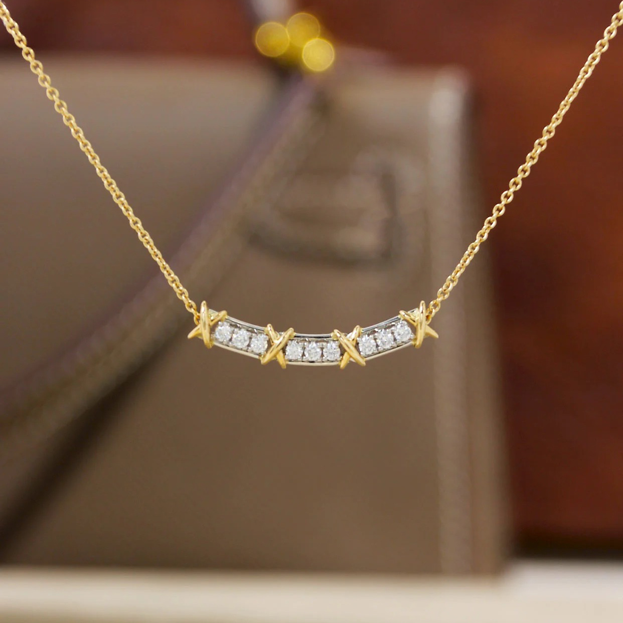 replica Jean Schlumberger by Tiffany Sixteen Stone Narrow Pendant Necklace with Diamonds - H Lin Jewelry