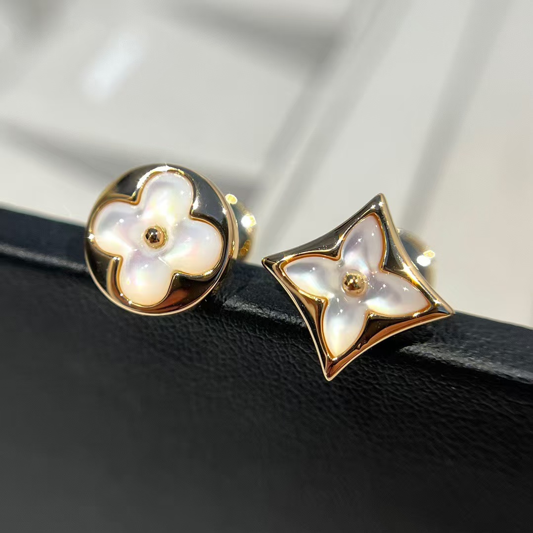 replica Louis Vuitton Asymmetric Mother of Pearl Stud Earrings - H Lin Jewelry