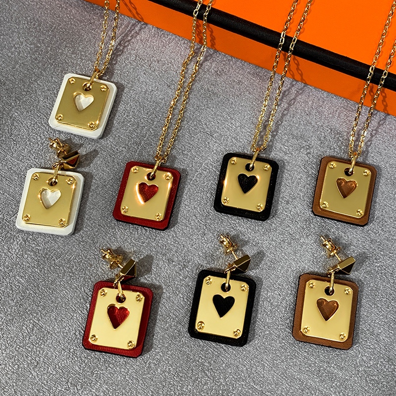 replica Hermes Cowhide Leather Square Tag Earrings - H Lin Jewelry