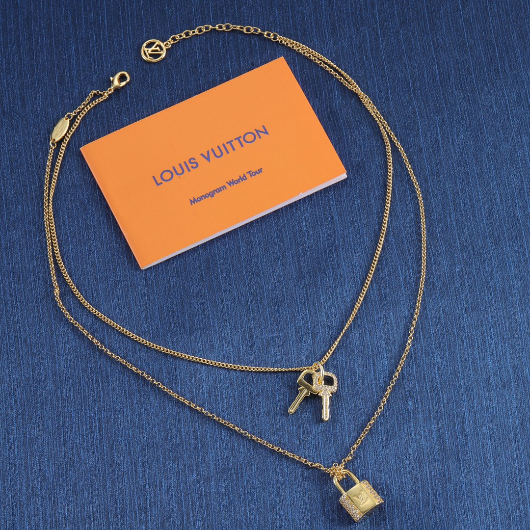 replica Louis Vuitton 2 Layers Lock and Key Necklace - H Lin Jewelry