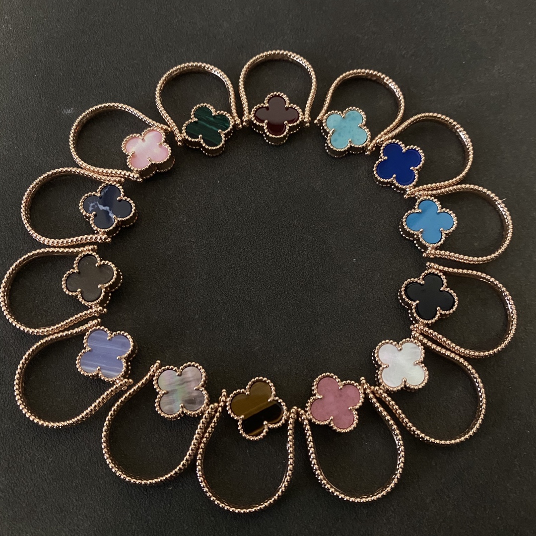 replica Van Cleef & Arpels Vintage Alhambra Reversible Ring, Rose Gold, 14 Stone Options - H Lin Jewelry