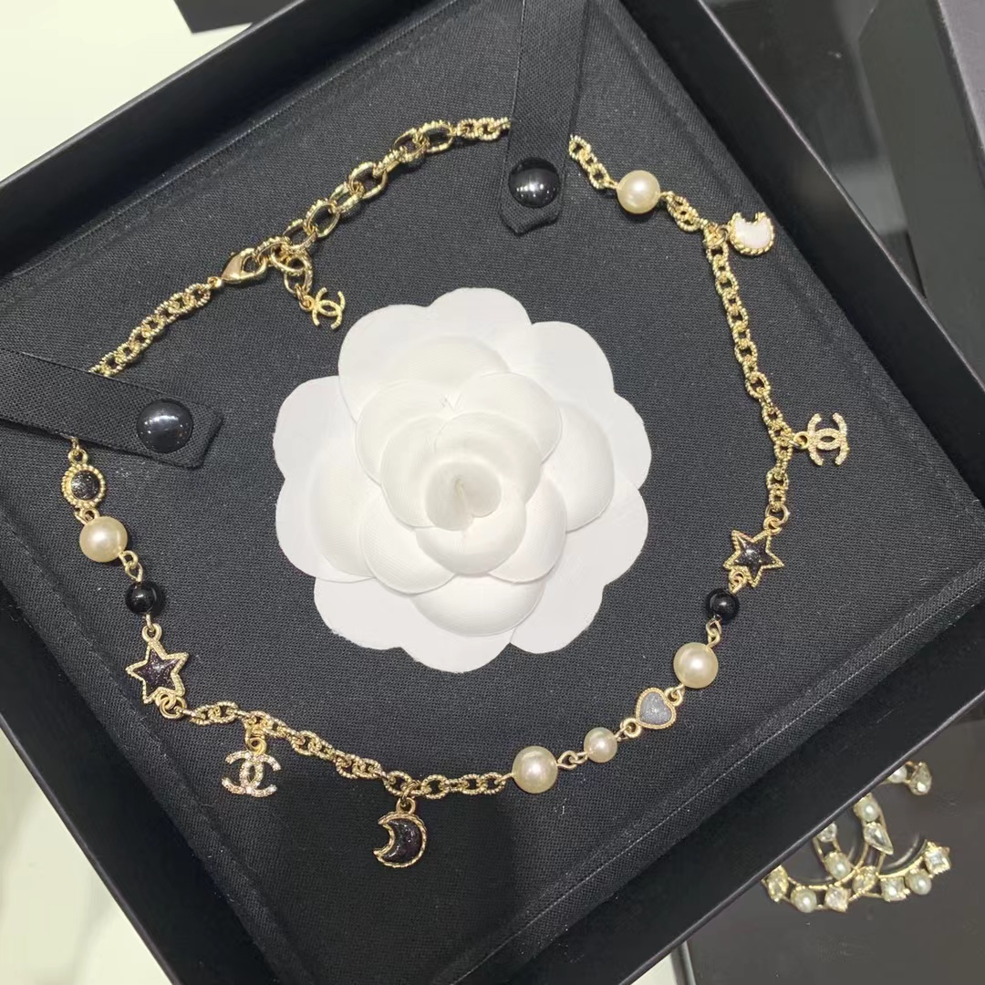 replica Chanel Moon Star Pearl Charms Necklace - H Lin Jewelry