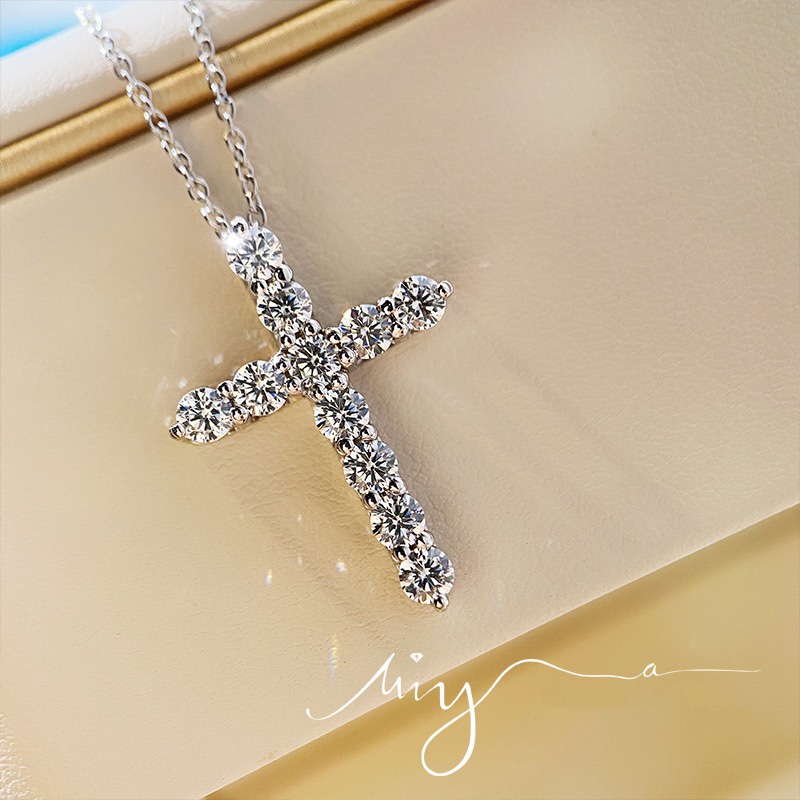 replica Tiffany Full Diamond Cross Pendant Necklace - H Lin Jewelry