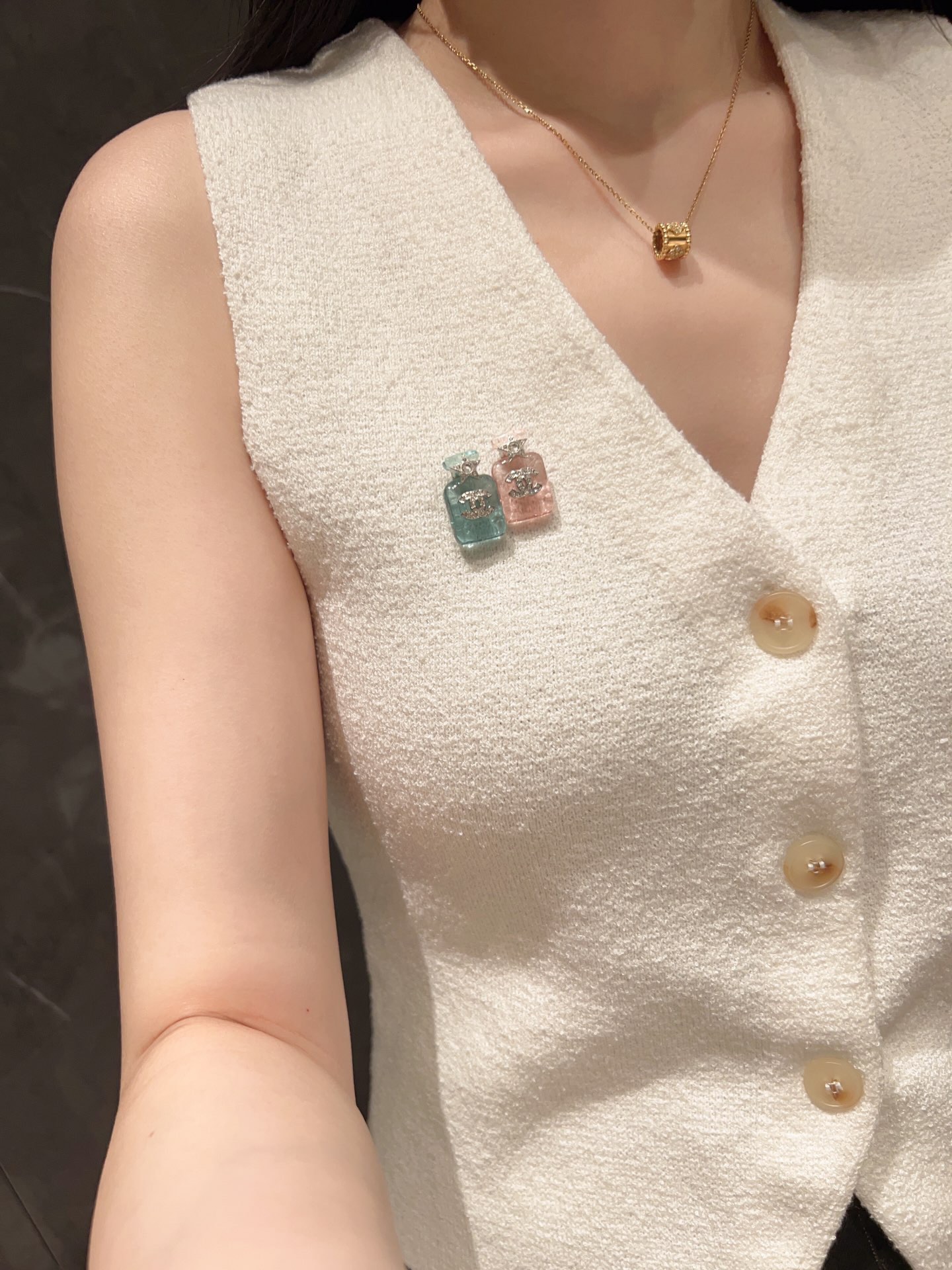 replica Chanel Jelly Green Perfume Bottle Brooch - H Lin Jewelry