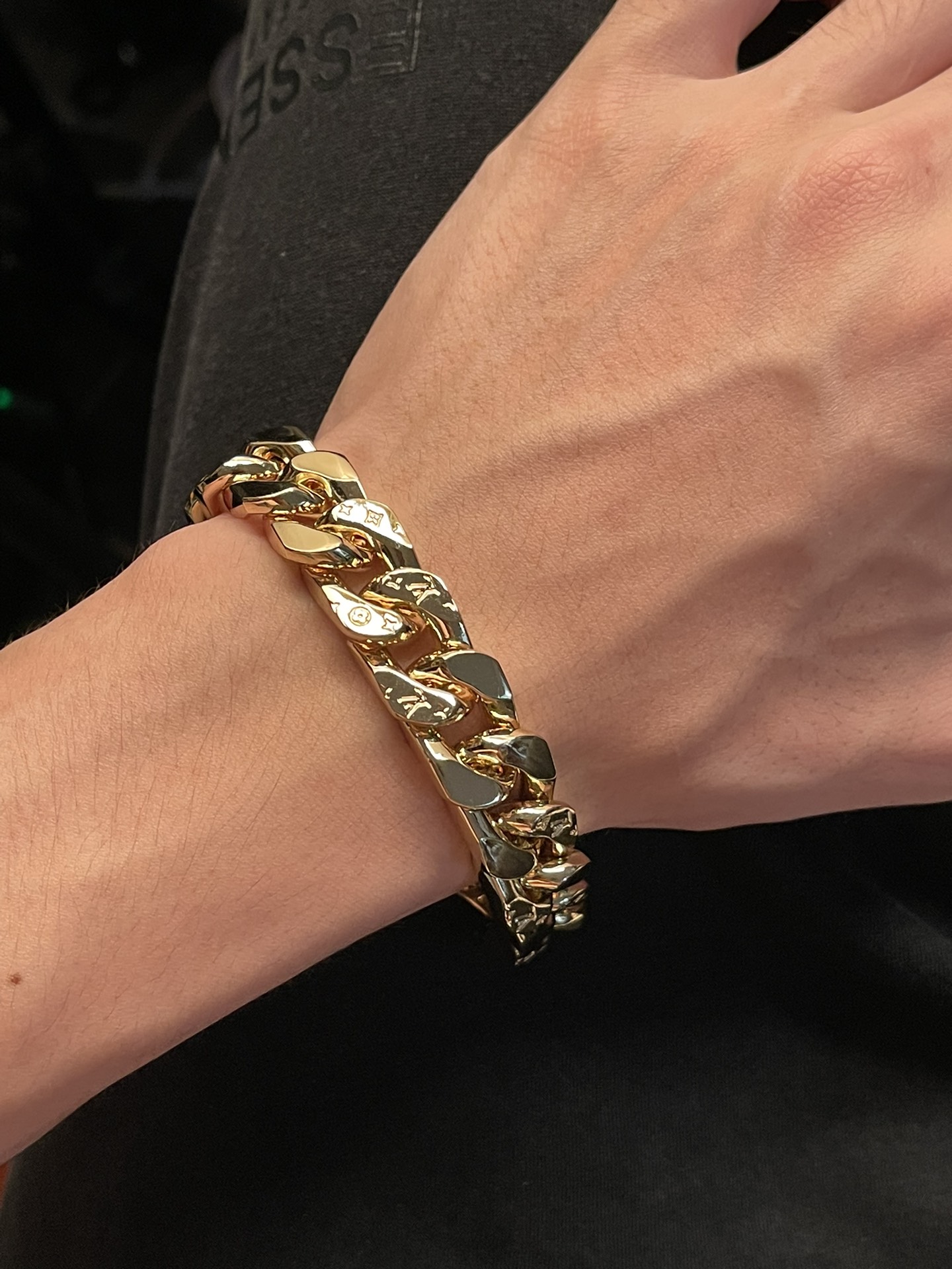 replica Louis Vuitton Golden Cuban Chain Bracelet Men - H Lin Jewelry