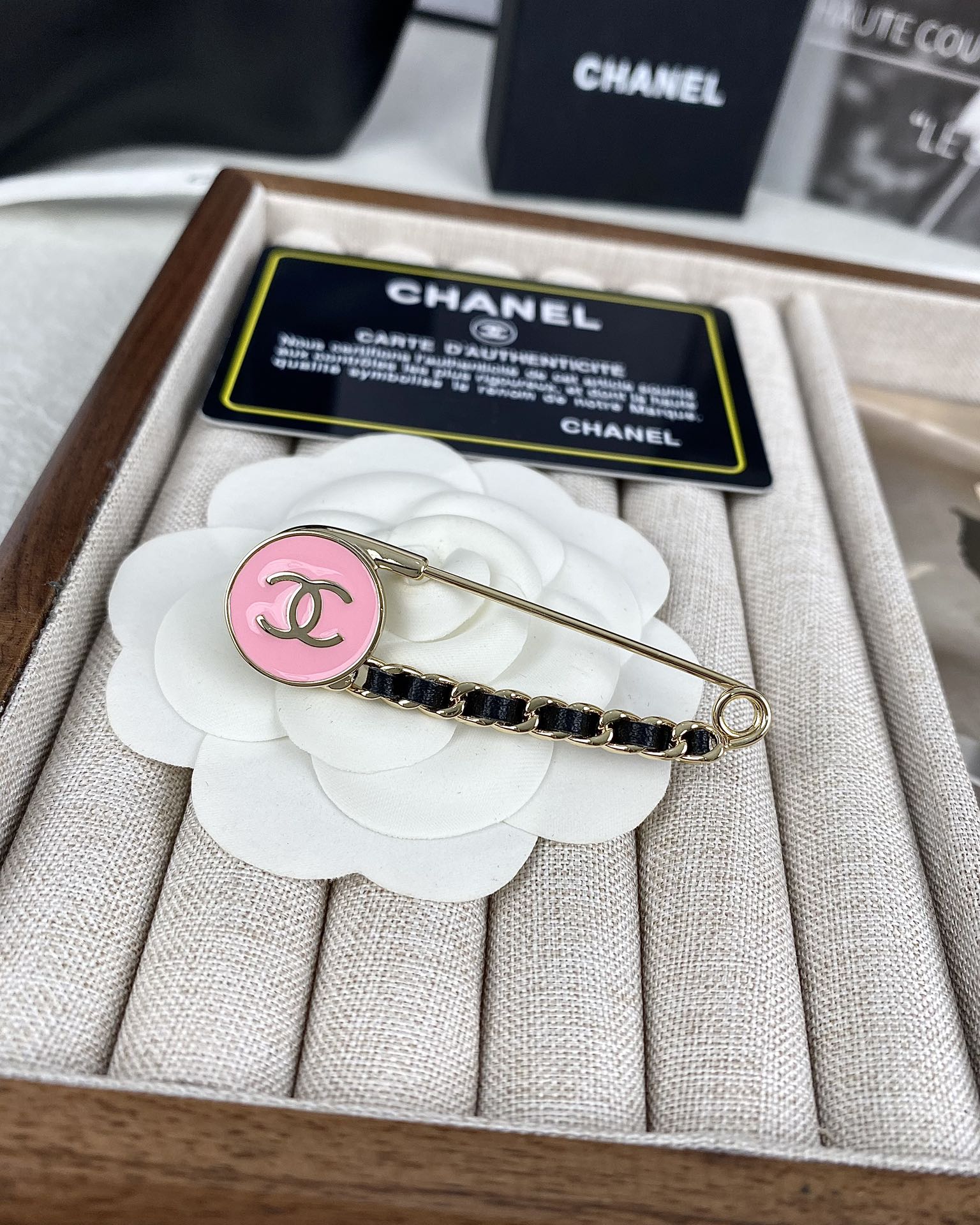 replica Chanel Pink Enamel Pin Brooch - H Lin Jewelry