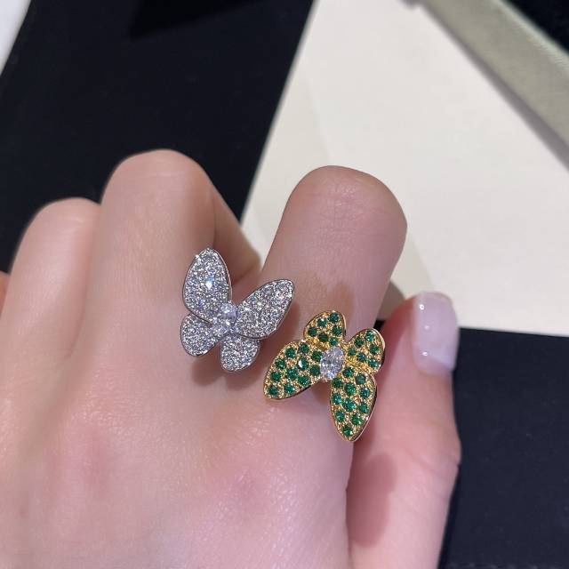 replica Van Cleef & Arpels Full Diamond Two Butterfly Between the Finger Ring - H Lin Jewelry
