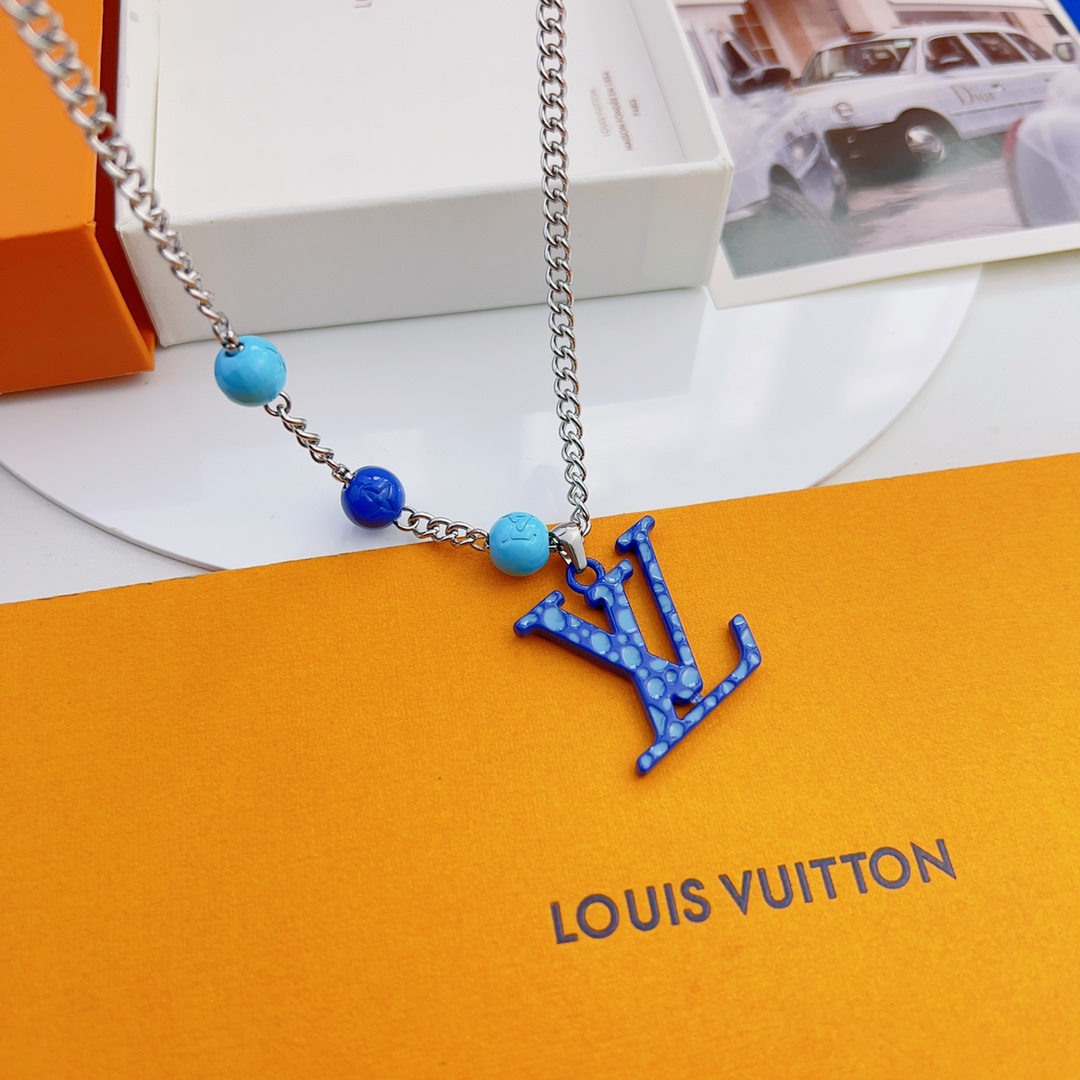 replica Louis Vuitton Pumpkin LV Monogram Pendant Necklace - H Lin Jewelry