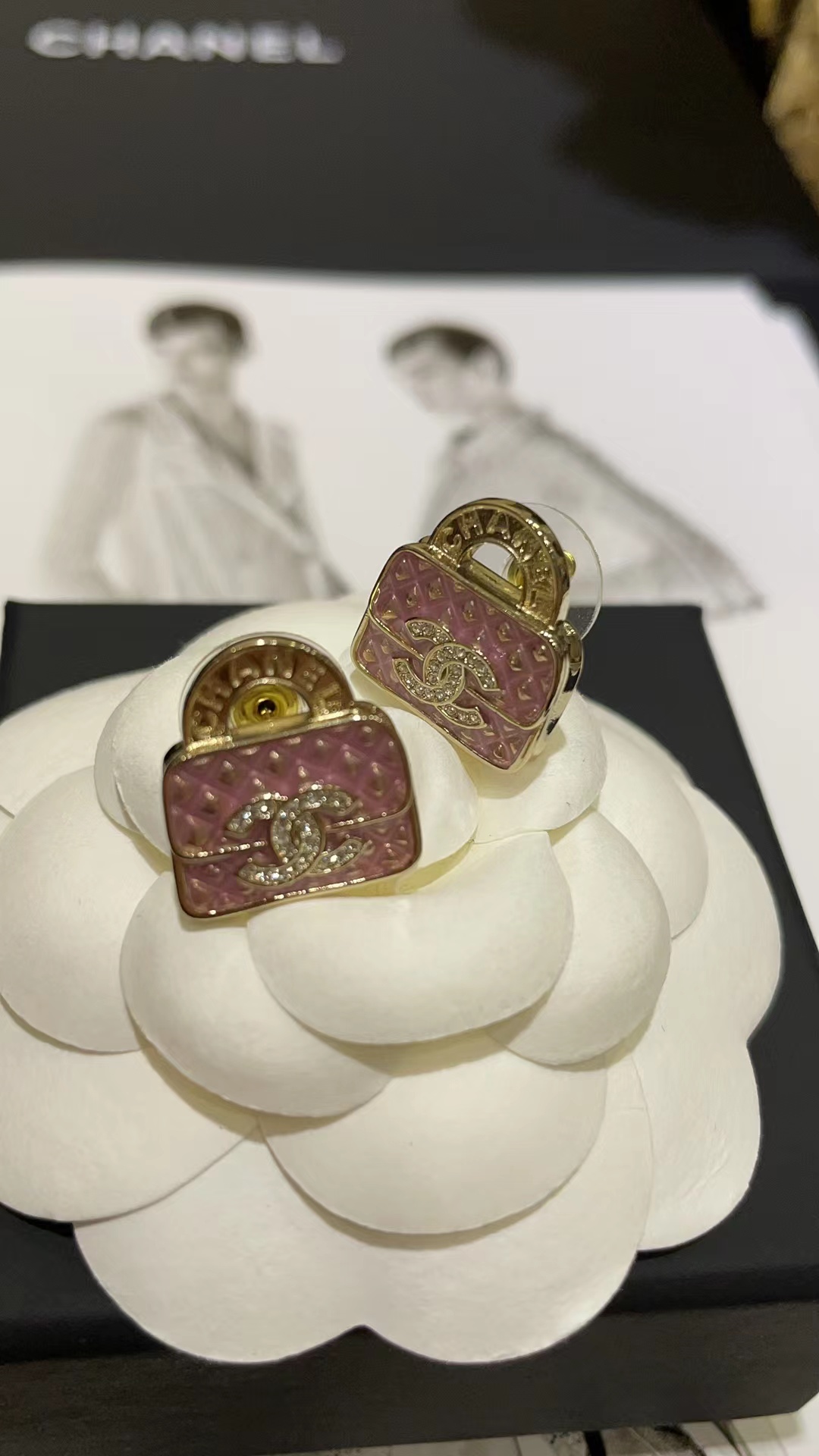 replica Chanel Pink Bag Earrings - H Lin Jewelry