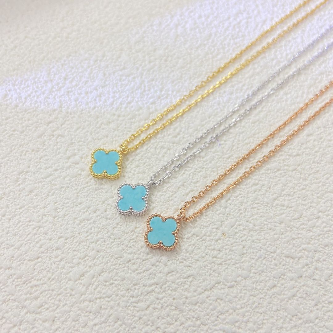replica Van Cleef & Arpels Amazonite Sweet Alhambra Pendant Necklace, 1 Motif - H Lin Jewelry