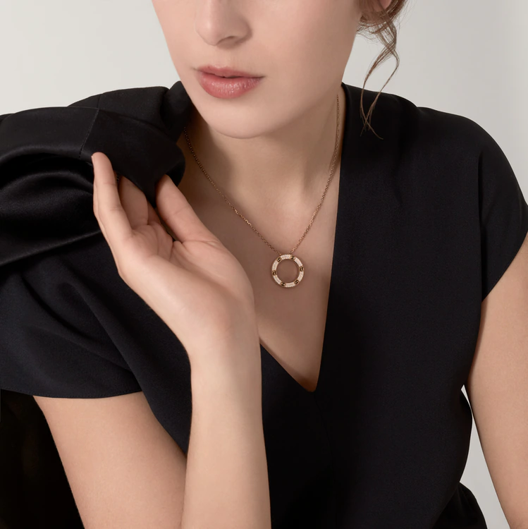 replica Cartier Diamond Paved LEVE LOVE Pendant Necklace - H Lin Jewelry